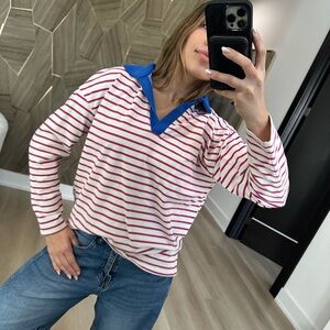 Striped Pink and Blue Women's Top